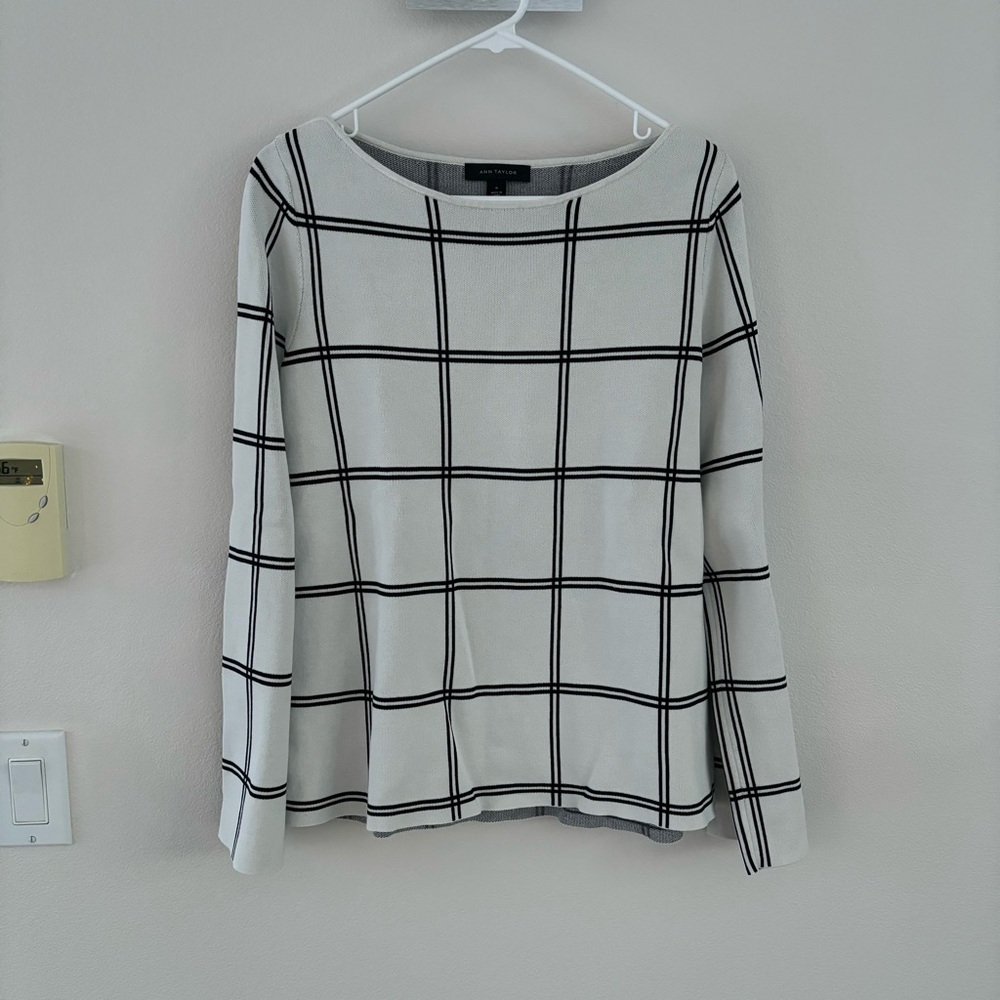 Ann Taylor Loft Windowpane Crew Neck Sweater - Picture 5 of 9